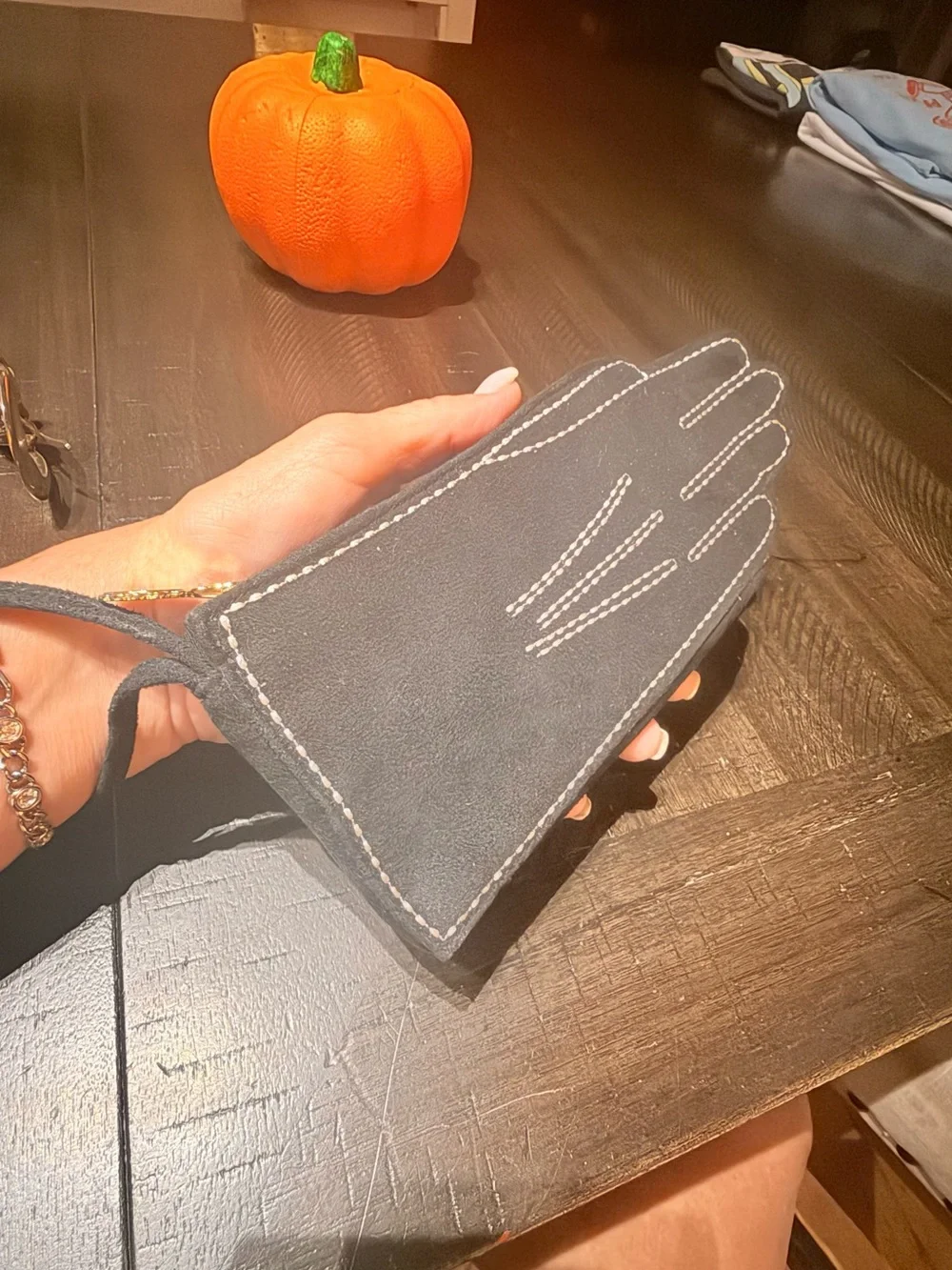 Rare, vintage Lulu Guinness Black Glove-Shaped Coin Purse wristlet